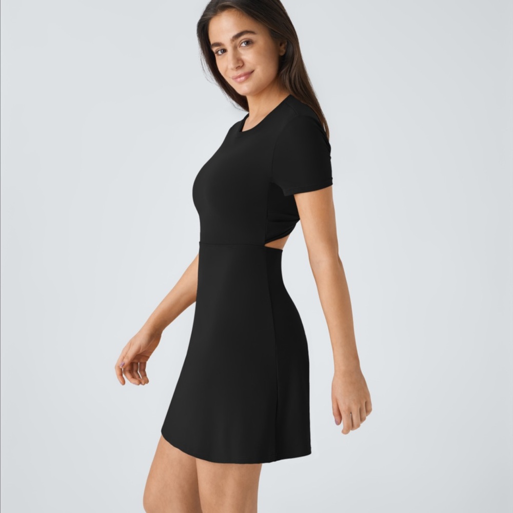 HALARA Black Mini Fit and Flare Dress with Cutout Design - Picture 3 of 7